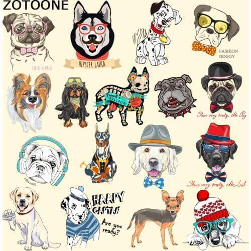 ZOTOONE Cartoon Dog Patches Iron On Transfer Sticker For Clothes Badge Appliques DIY T-shirt Dress Thermal Heat Transfer Paper C