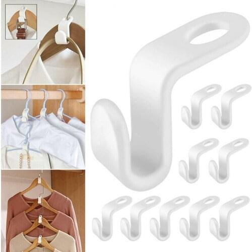 10pcs Multi-function Wardrobe Space-saving Stack Hanger Hook Coat Hook Plastic Closet Stack Hanger Rack Bedroom Storage Organize
