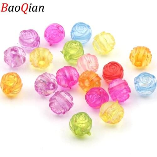 100PCS Rose Acrylic Bead DIY Multicolor Optional Making Holiday Creative Gift Handmade Jewelry Accessories 9mm