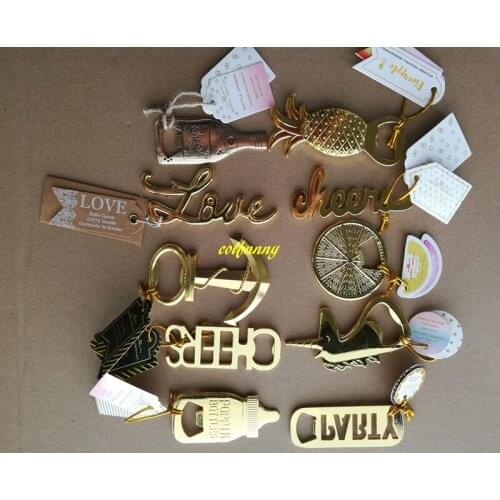 200pcs/lot Gold Unicorn bottle Party Cheer Orange Lover Pineapple shape Beer Bottle Opener Wedding Party Favors Gift 10 Styles