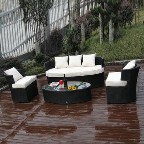 4-pcs All Weather UV Proof Outdoor Rattan Sofa For Cafe / Beach / Park