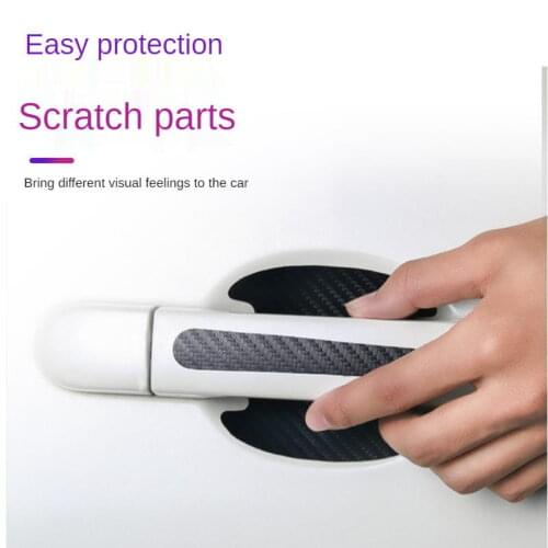 4pcs Universal Carbon Fiber Auto Car Door Handle Stickers Car Handle Protection Car Handle Anti Scratch Stickers Car Accessories