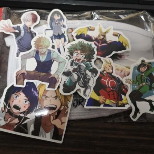 50pcs/set Japanese Hot Anime My Hero Academia Izuku Midoriya Might Boku Stickers Motorcycle Travel Trolley Notebook Stickers
