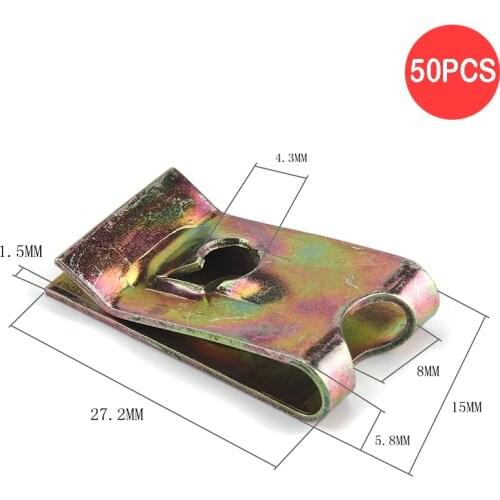 50PCS Rustproof Speed Fasteners U Nuts Self Tapping Screw Spire Auto Captive Nut Clip Interior Trim Panels 65 manganese steel