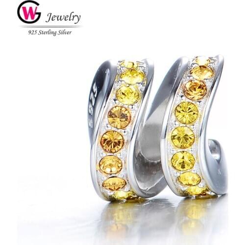 925 Sterling Silver Charm Z Letter Shaped CZ Beads Fit Original Bracelet Charms Bead Female Jewelry Making Bijoux