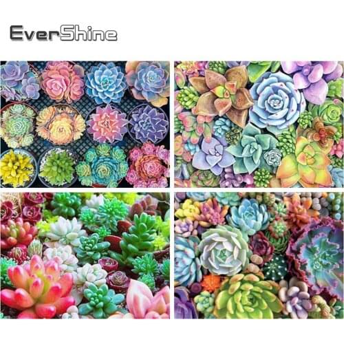 EverShine 5D Diamond Painting Flower Full Square Drill Diamond Mosaic Plant Bead Embroidery Cross Stitch Wall Art Decors