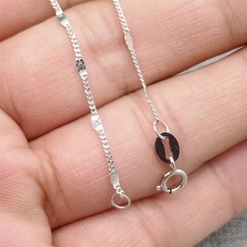 925 Sterling Silver Bar Curb Chain Necklace w/ Rhodium Plated 1.5mm 16 18 Inches