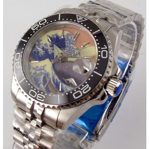 40mm Bliger Wase Sterile Dial Luminous Ceramic Bezel Sapphire Glass NH35 Automatic Mechanical Mens Watch