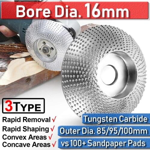 85-100mm Woodworking Grinding Wheel Rotary Disc 3 Type Bore 16mm Carbide Carving Shaping Disc For Angle Grinder Grinding Wheel