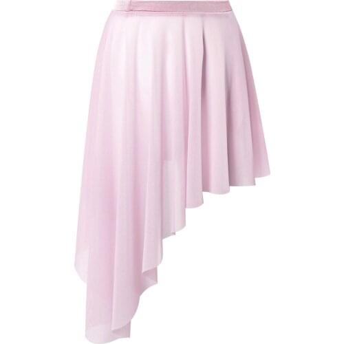 Girls Ballet Skirt Irregular Cut Modern Lyrical Dance Tulle Skirt Kids Gymnastics Leotard Skirt Stage Performance Dance Wear