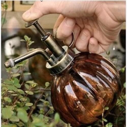 For za kka vintage antique copper multicolour glass watering can water bottle watering device glass shower tools