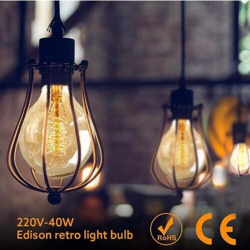 E27 Tungsten Filament Bulb Globe Light Bulb Retro Dimmable Light Bulb Filament Incandescent Ampoule Bulbs Vintage Lamp