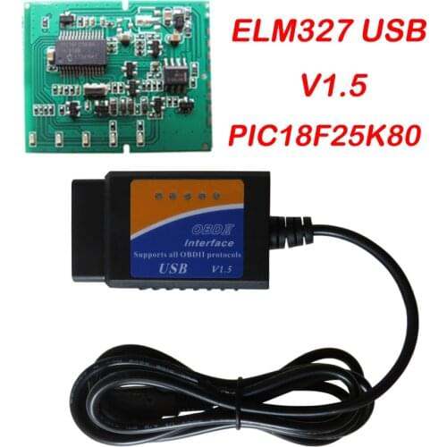Auto Obd2 Scanner Elm327 Usb Interface Car Diagnostic Scanner ELM 327 V1.5 OBDII Adapter OBD 2 Diagnostic tools Pic18f25k80 Chip