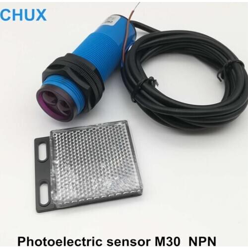 Photoelectric Sensor Retro-reflective type Switch M30 NPN NO/NC/NO+NC 3M adjust distance Infrared Photocell Sensors
