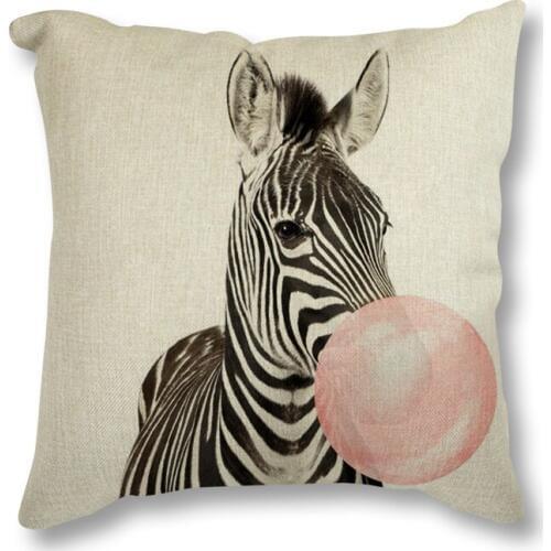 Hot Sell Home Decor Seat Cushion Colorful Cute Animals Linen Cushion Throw Pillowcase 45x45 Living Room Sofa Decoration