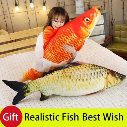 60/80/100/120cm 3D Simulation Carp Plush Toys Stuffed Soft Animal Fish Plush Pillow Creative Sofa Pillow Cushion Gift Kids Toy