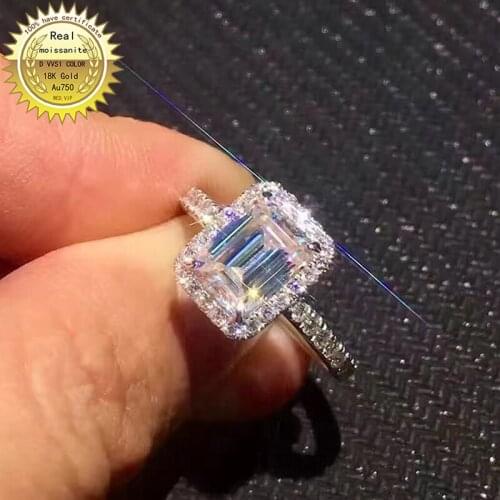 18K goldr ring 2ct D VVS moissanite ring Engagement&Wedding Jewellery with certificate 012
