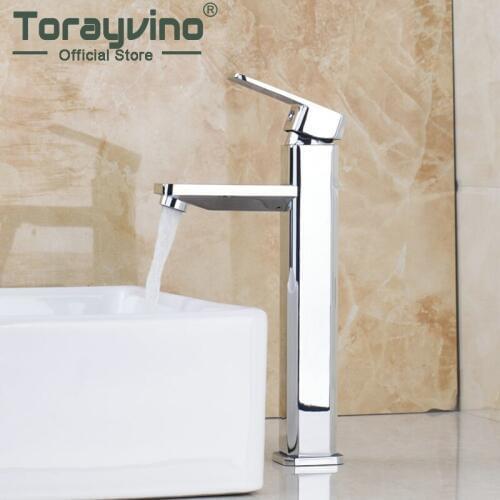Bathroom Basin Faucet Excellent Quality Basin Sink Mixer Tap Brass Chrome Vessel Vanity Single Handle Hot/Cold Water Faucet