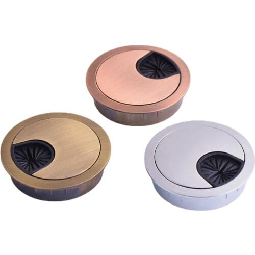50mm 53mm 60mm Computer Desk Wire Hole Cover Zinc Alloy Round Line Hole Cover Table Cable Outlet Port Threading Cover