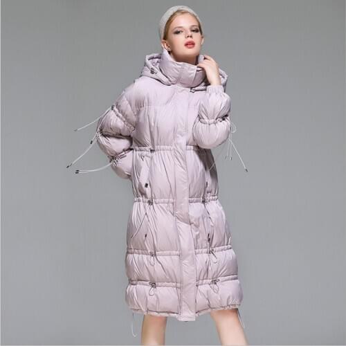 2020 Winter New Womens hooded white duck down Coat Length Women pink Jacket Soft coat thick Parka Windproof clothes outwear