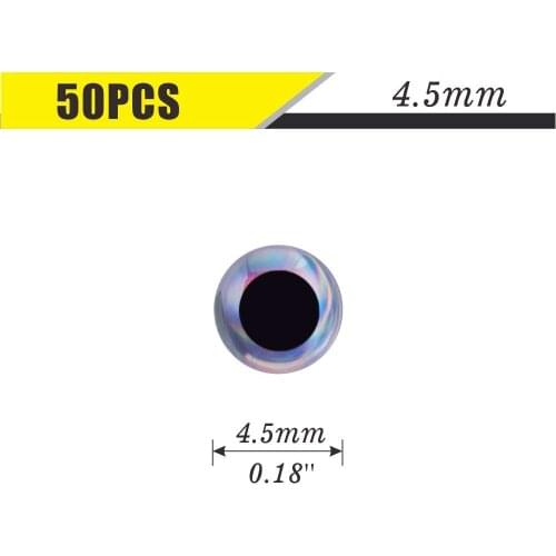 50pcs Size 4.5mm Sliver Molded 3D Fishing Lure Eyes for Unpainted Wobbler Lure Bodies