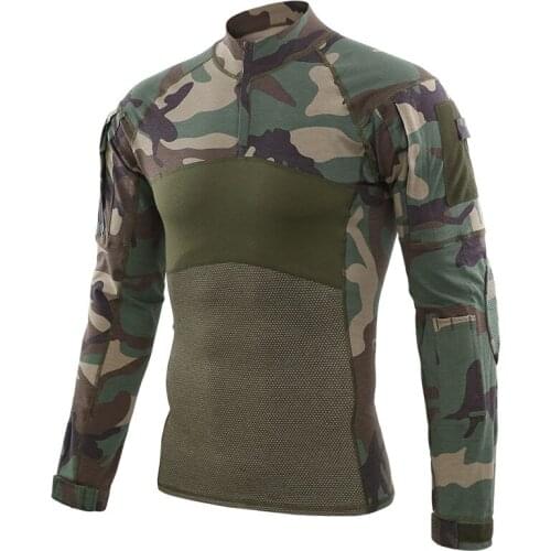 Tactical Combat Shirt Men Cotton Military Uniform Camouflage T Shirt Multicam US Army Clothes Camo Long Sleeve Shirt