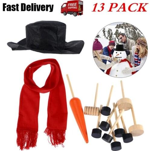 Snowman Decorating Dressing Kit Toys Decoration Christmas Gift Hat Scarf Pipe Eyes Mouth Button Nose 13pcs Accessories Included