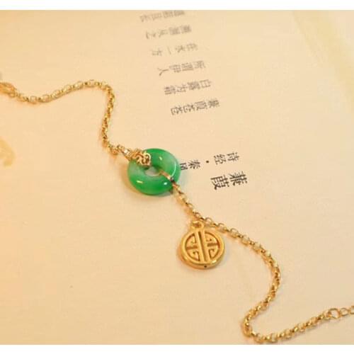 Natural Hetian jade Yuan Bao Bracelet Chinese style retro palace unique ancient gold craft charm womens brand jewelry