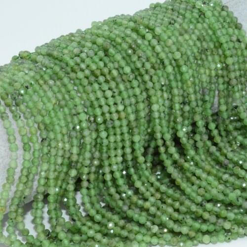 Natural Russian Jade / Jadeite Faceted Round Beads 3mm