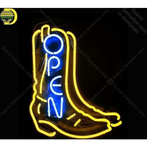 Neon Sign for open with shoe Neon Bulb sign handcraft love gift glass tube light Decorate wall lamps advertise display store