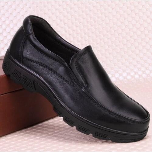 Shoes mens loafers black leather shoes mens thick-soled leather designer shoes large size 50