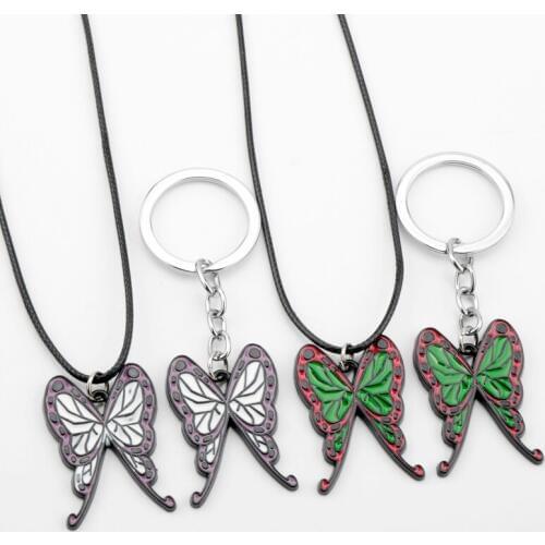 Demon Slayer kimetsu no yaiba Butterfly Necklace for Women Pendant Choker Jewellery Necklaces for Teen Girls