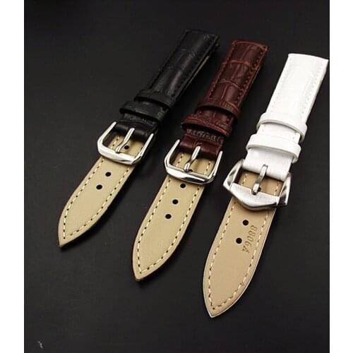 Wholesale 50pcs/lot 12mm 14mm 16mm 18mm 19mm 20mm 22mm 24mm genuine cow leather Watch band watch straps black white brown