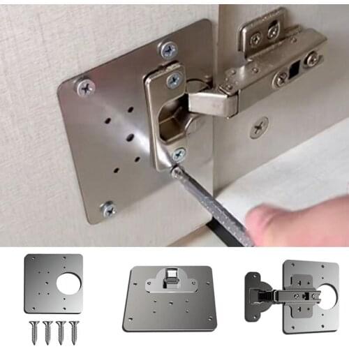 Stainless Steel Hinge Kitchen Cupboard Door Hinge Repair Kit Cabinet Hinge Repair Side Panels Mount Repair Installer Fixed Plate