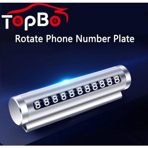 Car Styling Temporary Parking Card Rotate Phone Number Park Stop Plate Auto Interior Accessories Stainless Steel Parking Card
