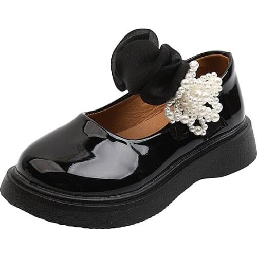 Girls Princess Shoes 2021 Spring and Autumn New Children Sweet Flats Soft Sole Leather Shoes College Style Black Single Shoes