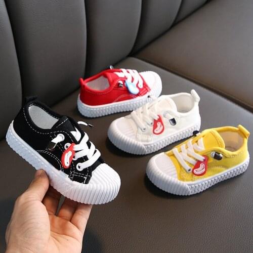 2021 spring and autumn childrens sports canvas shoes Korean boys and girls casual Board Shoes New toddler Baby white shoes