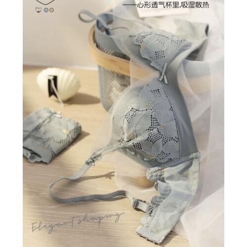 Japanese Korean Bra Briefs Womens Underwear Sexy Lace Bra Seamless Hollow Out Panties Women Push Up Brassiere Female Lingerie