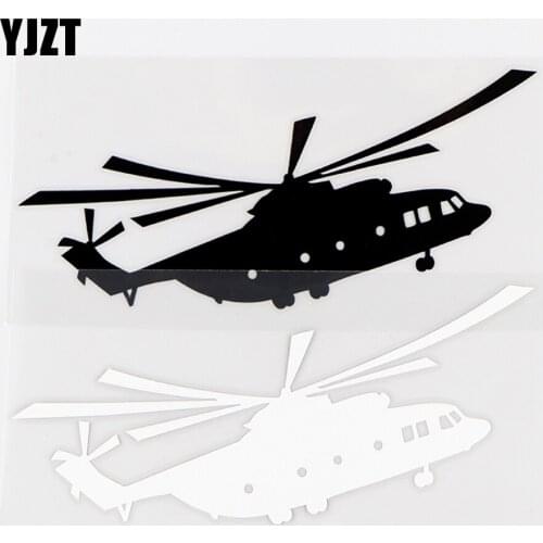 YJZT 15.3×6.9CM Delicate Airplane Car Sticker Helicopter Aircraft Silhouette Vinyl Decals Black / Silver 10A-0554