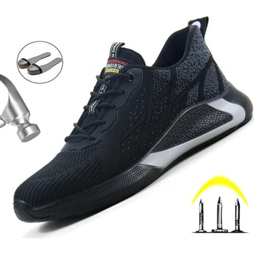Work Safety Shoes Men Indestructible Sneakers Work Shoes Male Security Steel Toe Shoes Puncture-Proof Work Sneakers Safety Boots