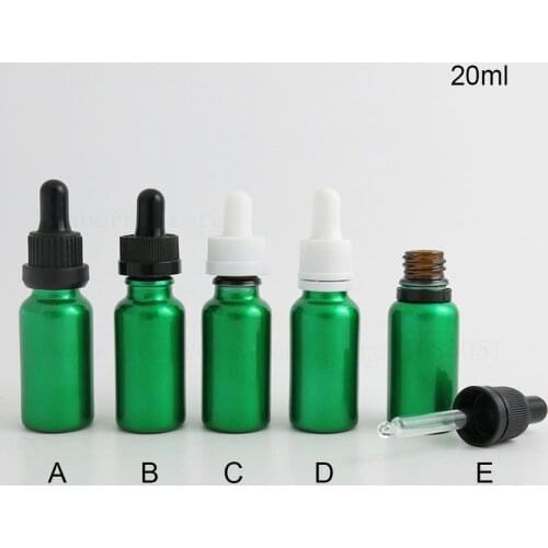 20pcs/lot 20ml Paint Green Glass Dropper Perfume Sample Tubes Essential Oil Liquid Reagent Pipette Refillable Bottle Empty