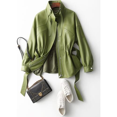 AYUYNSUE 2020 Genuine Leather Jacket Women Korean Vintage Sheepskin Coat Motorcycle Biker Jacket Spring Autumn Coats YY1968