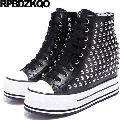 Women Booties Rivet Snake Snakeskin High Heel Black Fetish Stud White Platform Boots Luxury Extreme Shoes Height Increased Wedge