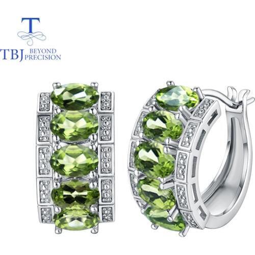 TBJ,Clasp earring with natural peridot earring 925 sterling silver fine jewelry elegant design for women best Valentine gift box