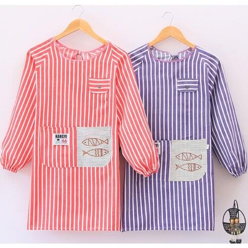 Long-sleeved apron womens short, small, stylish, cute, breathable, pure cotton, kitchen, cooking, and oil-proof overalls