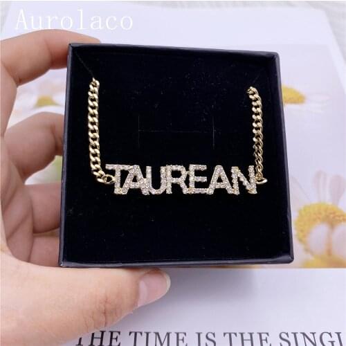 AurolaCo Custom Name Anklet Personality Cuban Chain Anklet Stainless Steel Custom Zircon Letters Anklet for Women Jewelry Gift