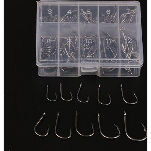 100pcs/Set Size #3~12 Mixed High Carbon Steel Carp Fishing Hooks Pack With Hole With Retail Original Box Jigging Bait