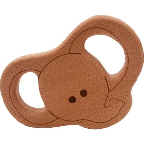 3pcs Baby Wooden Teethers Rodent Cartoon Animals Beech Wood Christmas Tree Clouds elephant Teething BPA Free Tooth Care Products