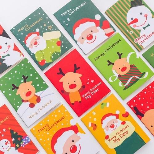 4book/lot Cute Pocket Notepad Lovely Cartoon Christmas Santa Claus Snowman Deer Kawaii Notebook Kids Gift Signature Guest Book