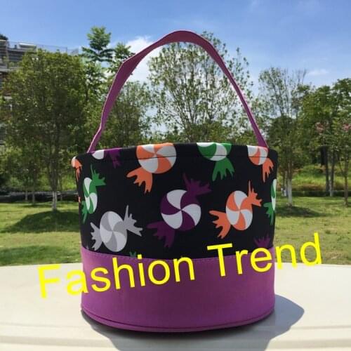 50pcs/lot Personalize 12 Styles Halloween Bucket Stripe Halloween Tote Bucket Wholesale Cute Children Gift Bag